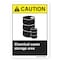 Signmission ANSI Caution, 5" Height, 7" Width, Decal, 5" H, 7" W, Landscape, Chemical Waste Storage Area OS-CS-D-57-L-19746 - alternate 1